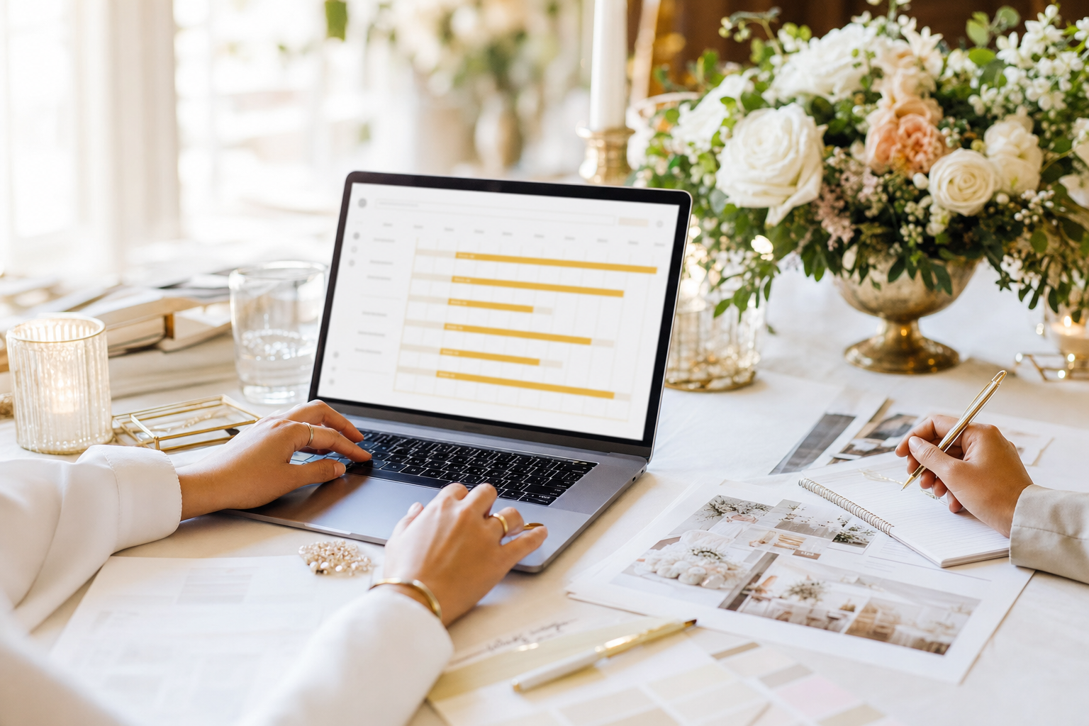Event planning platform with booking and vendor coordination views