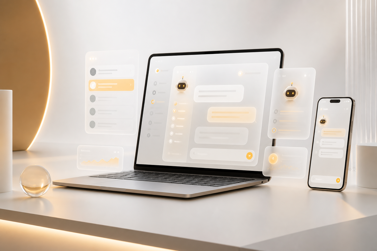 AI chatbot interfaces and modern communication software dashboards