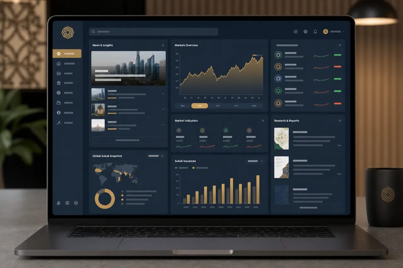 Islamic finance intelligence platform dashboard interface