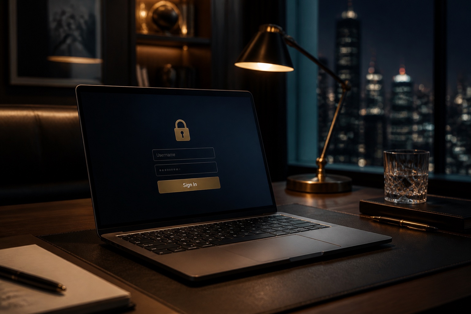 Authenticated CRM login experience in a secure executive workspace