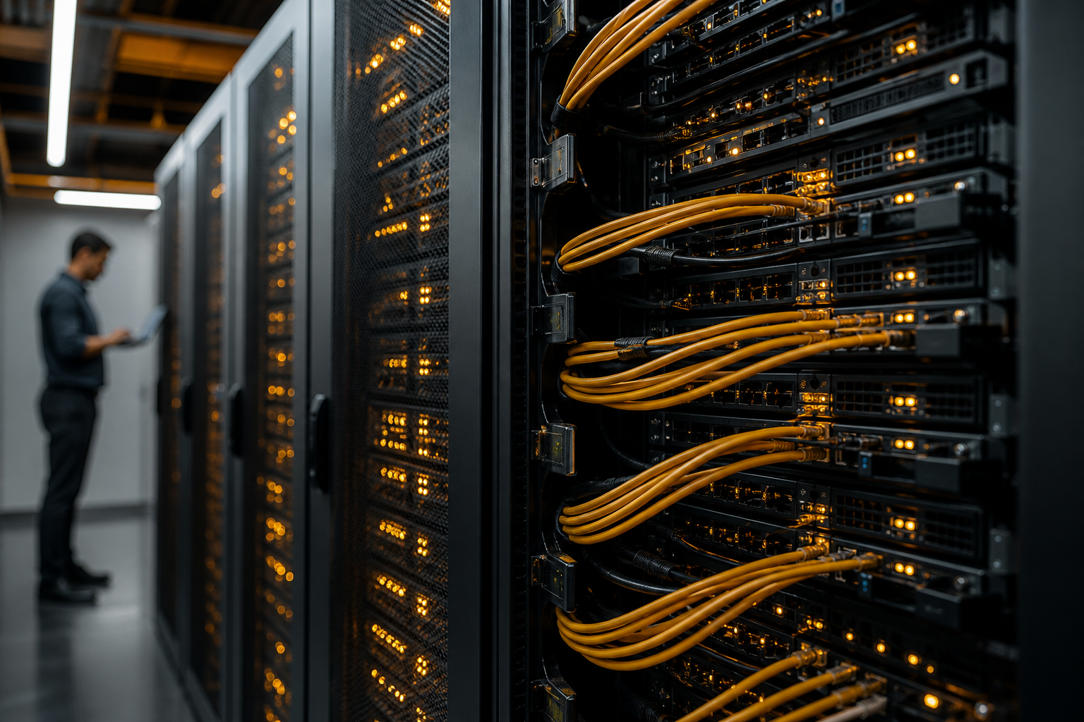 Server room and network infrastructure with structured cabling
